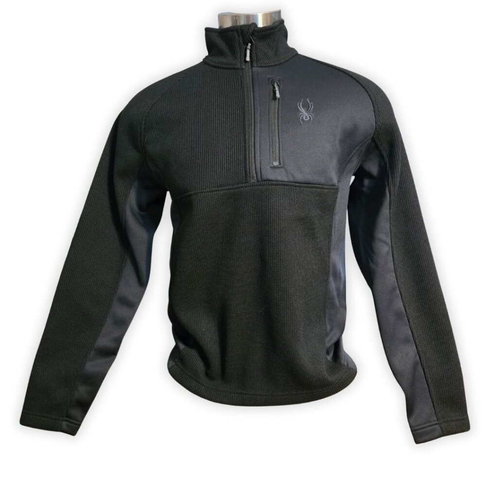 Spyder Men's Medium Black 1/4 Zip Long Sleeve Performance Sweater